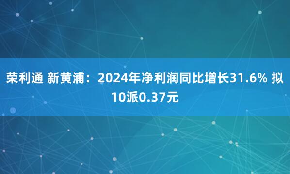 荣利通 新黄浦：2024年净利润同比增长31.6% 拟10派0.37元